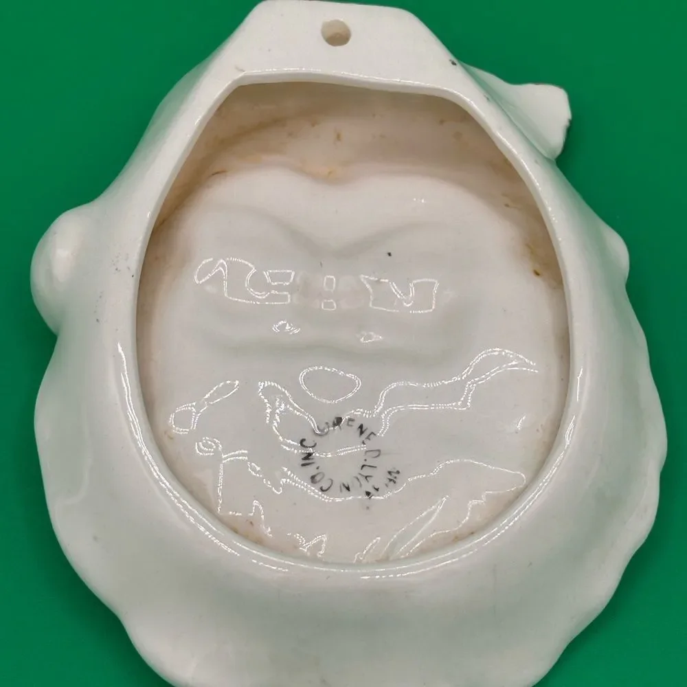 Vintage MCM Rene D Lyon Ceramic Santa Wall Hanging or Trinket Dish Made in Japan